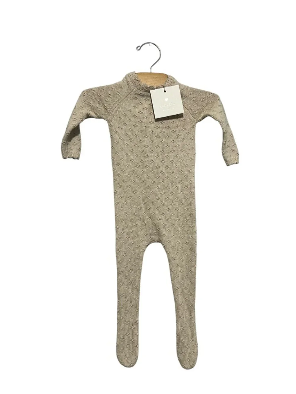 Lilette Vintage Knit Footie Pointelle Ecru 6 Months NWT